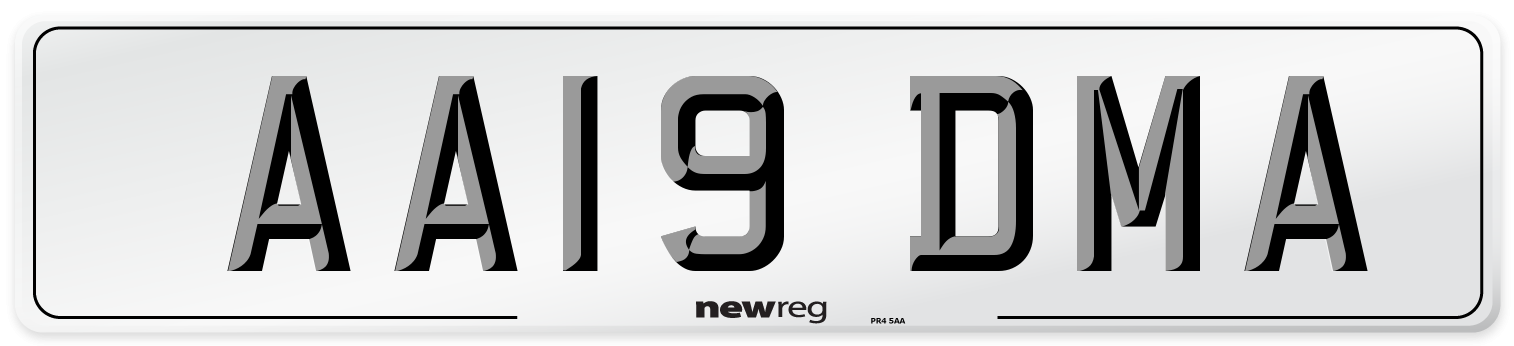 AA19 DMA Number Plate from New Reg